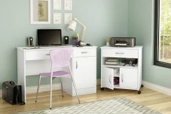 South Shore Axess Printer Cart On Wheels, Pure White