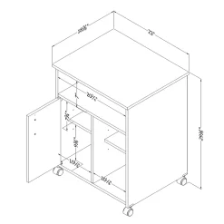 South Shore Axess Printer Cart, Pure White