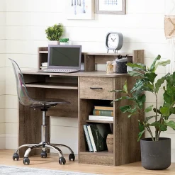 South Shore Axess 41"W Computer Desk With Keyboard Tray, Weathered Oak