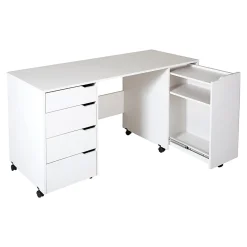 South Shore Crea Sewing Craft Table on Wheels, Pure White