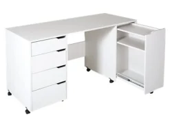 South Shore Crea Sewing Craft Table on Wheels, Pure White