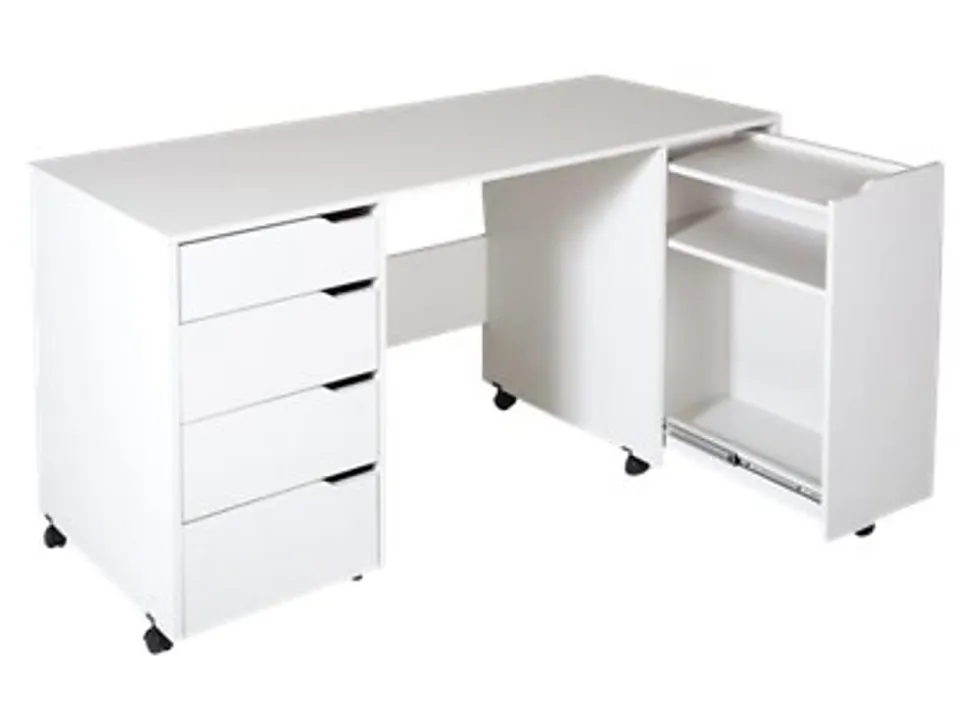 South Shore Crea Sewing Craft Table on Wheels, Pure White