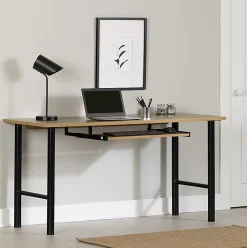 South Shore Ezra 59-1/2”W Rectangle Computer Desk, Nordik Oak, 14670