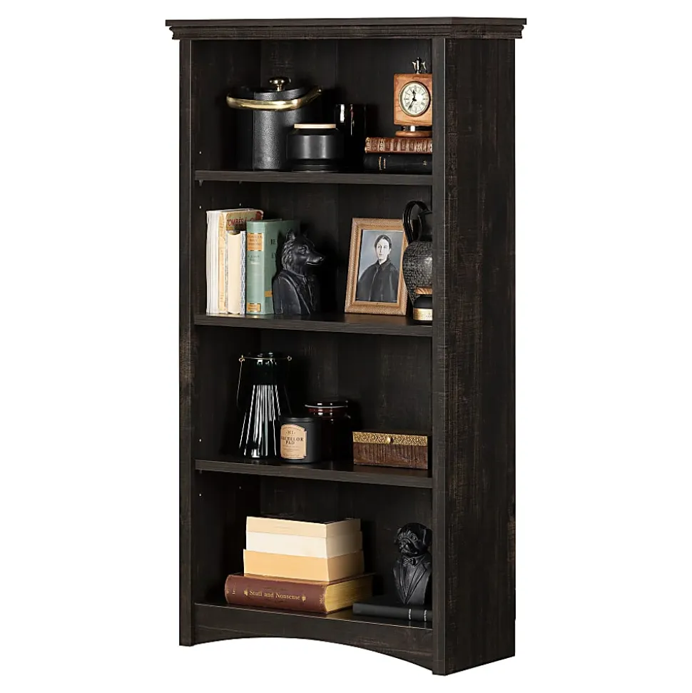 South Shore Gascony 57-3/4"H 4-Shelf Bookcase, Rubbed Black
