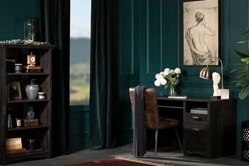 South Shore Gascony 57-3/4"H 4-Shelf Bookcase, Rubbed Black
