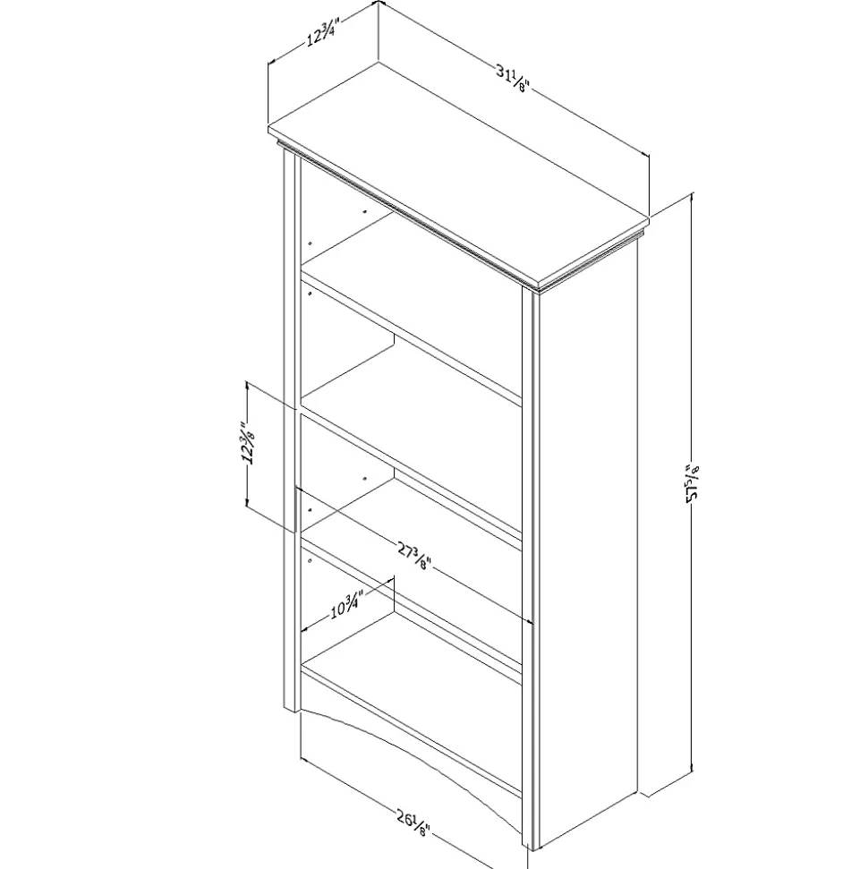 South Shore Gascony 57-3/4"H 4-Shelf Bookcase, Rubbed Black