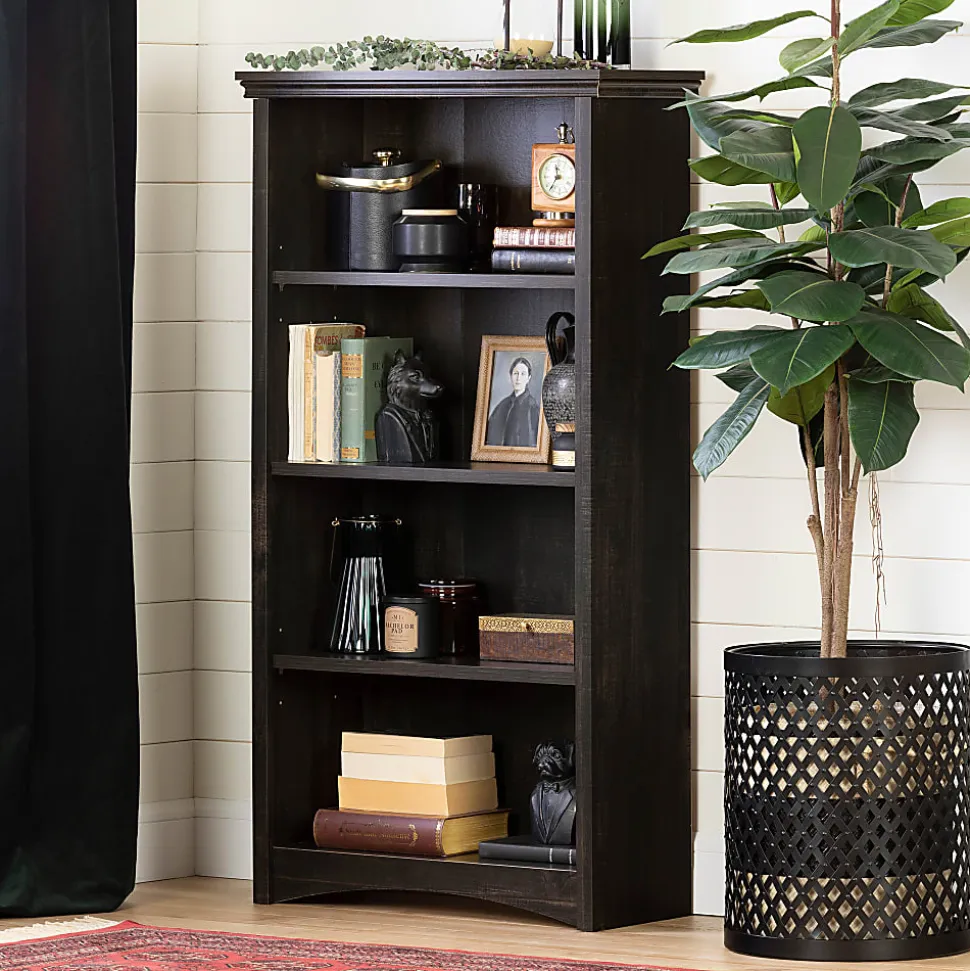 South Shore Gascony 57-3/4"H 4-Shelf Bookcase, Rubbed Black