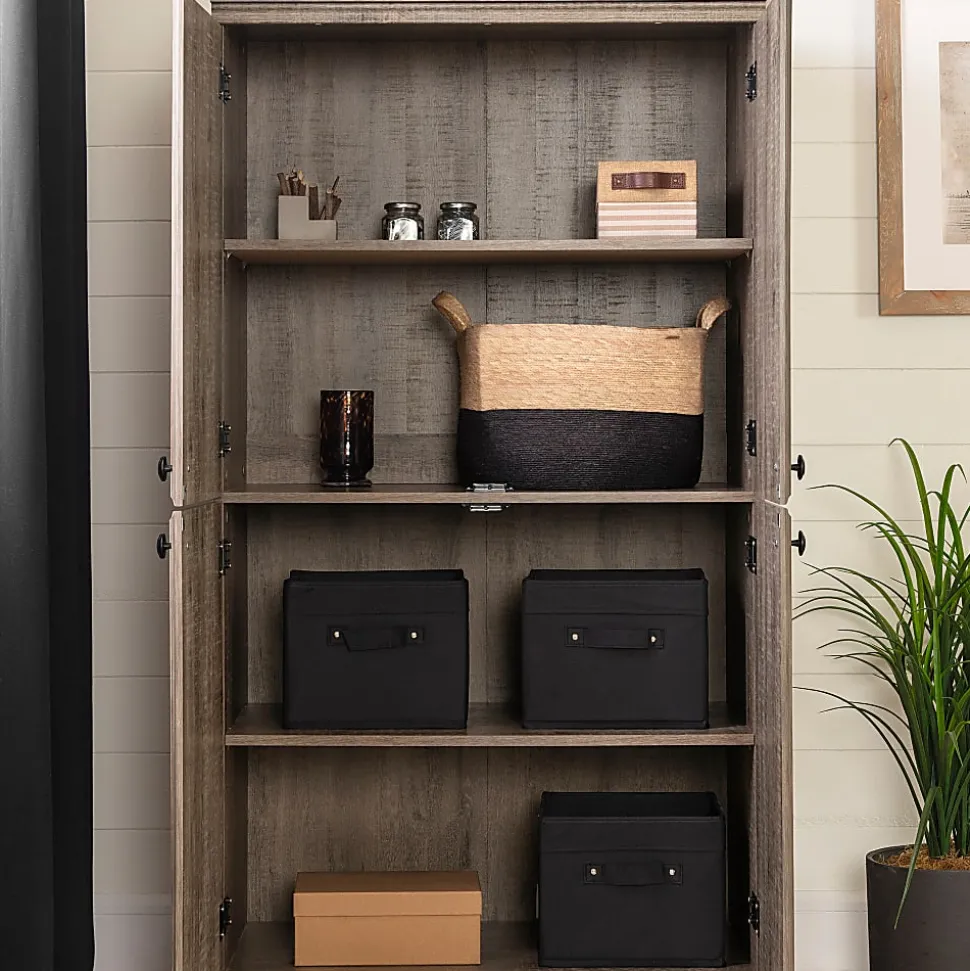 South Shore Morgan 4-Door Storage Armoire, 69-1/2”H x 33”W x 19-1/2”D, Weathered Oak
