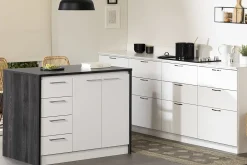 South Shore Myro 48"W Kitchen Island, Gray Oak/White