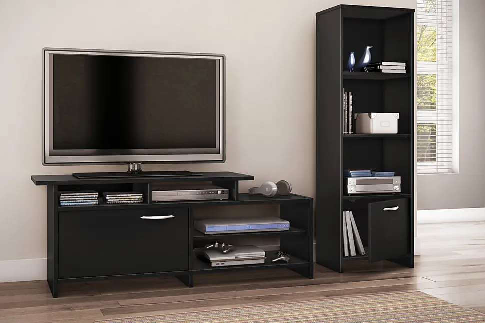South Shore Step One 55"H 3-Shelf Bookcase, Pure Black