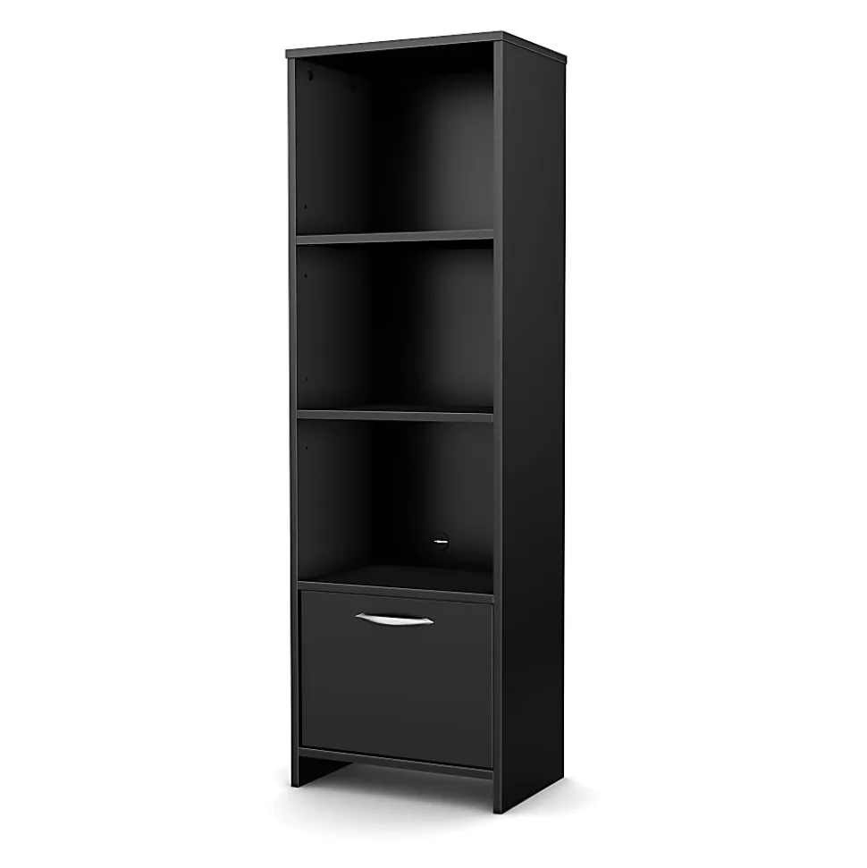 South Shore Step One 55"H 3-Shelf Bookcase, Pure Black