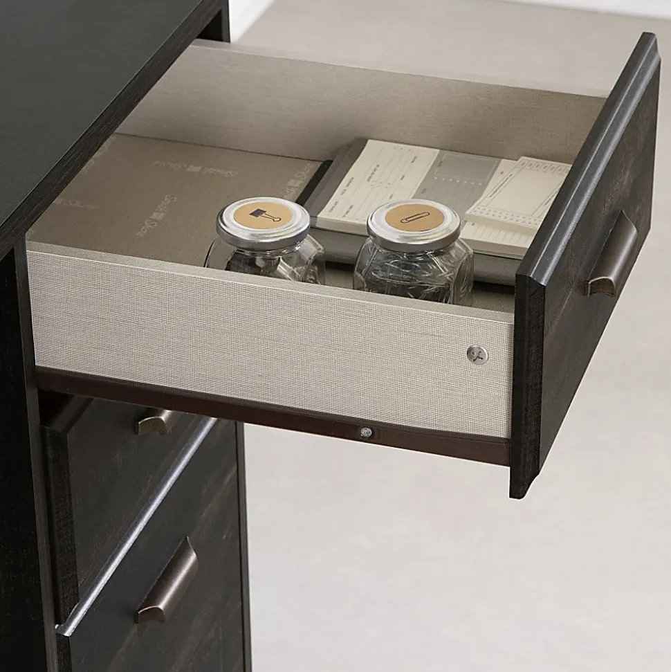 South Shore Versa 45"W Computer Desk With Hutch, Rubbed Black