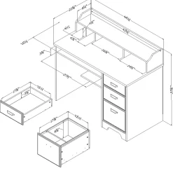 South Shore Versa 45"W Computer Desk With Hutch, Gray Maple