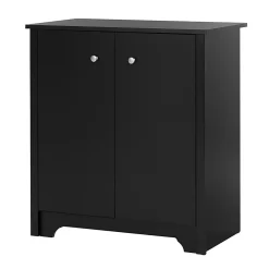 South Shore Vito Small 2-Door Storage Cabinet, Pure Black