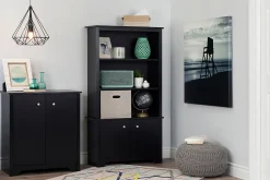 South Shore Vito Small 2-Door Storage Cabinet, Pure Black