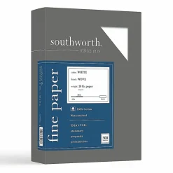 Southworth® 100% Cotton Business Multi-Use Printer & Copy Paper, 1 Ream, White, Letter (8.5" x 11"), 500 Sheets Per Ream, 20 Lb, 94 Brightness