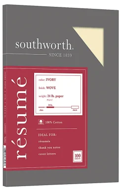 Southworth® 100% Cotton Résumé Paper, 8 1/2