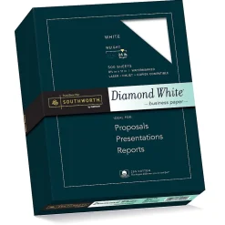 Southworth® Diamond White® 25% Cotton Business Paper, 8 1/2" x 11", 24 Lb, White, Box Of 500