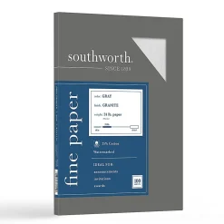 Southworth® Granite Specialty Paper, 8 1/2" x 11", 24 Lb, 75% Recycled, Gray, Pack Of 100 Sheets