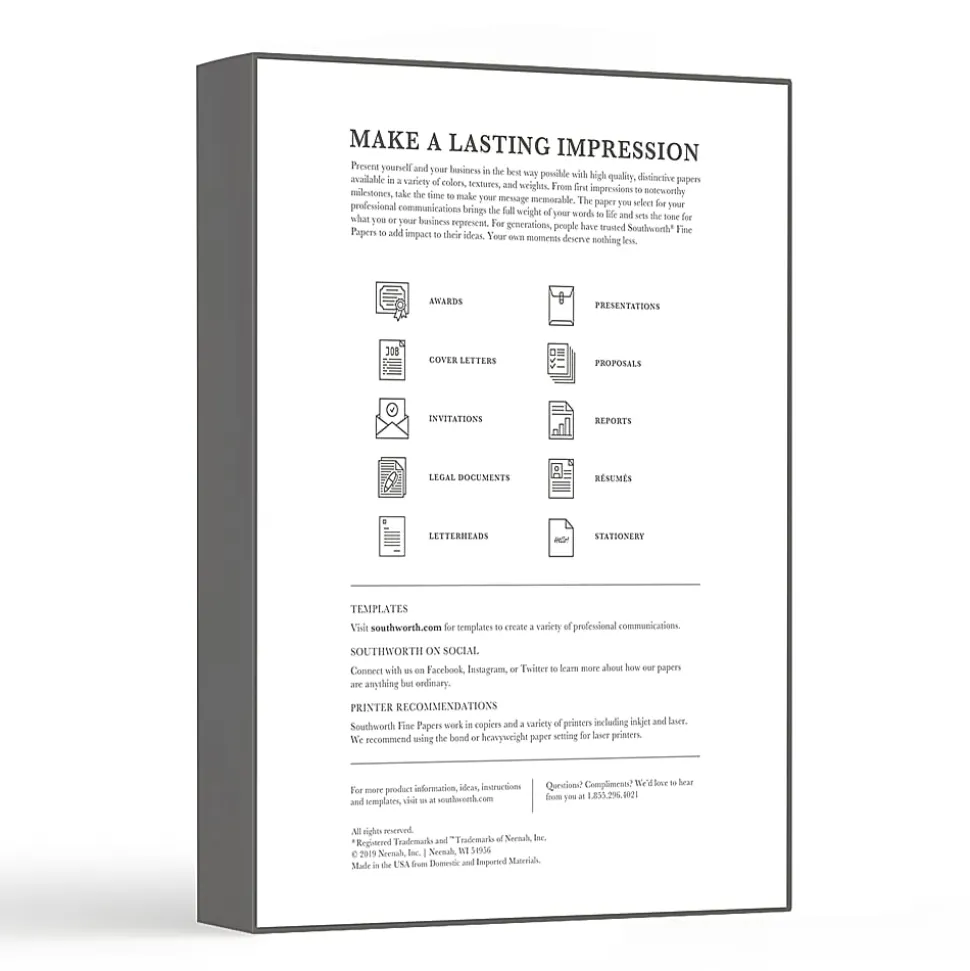 Southworth® Parchment Specialty Paper, 8 1/2" x 11", 65 Lb, Ivory, Pack Of 100