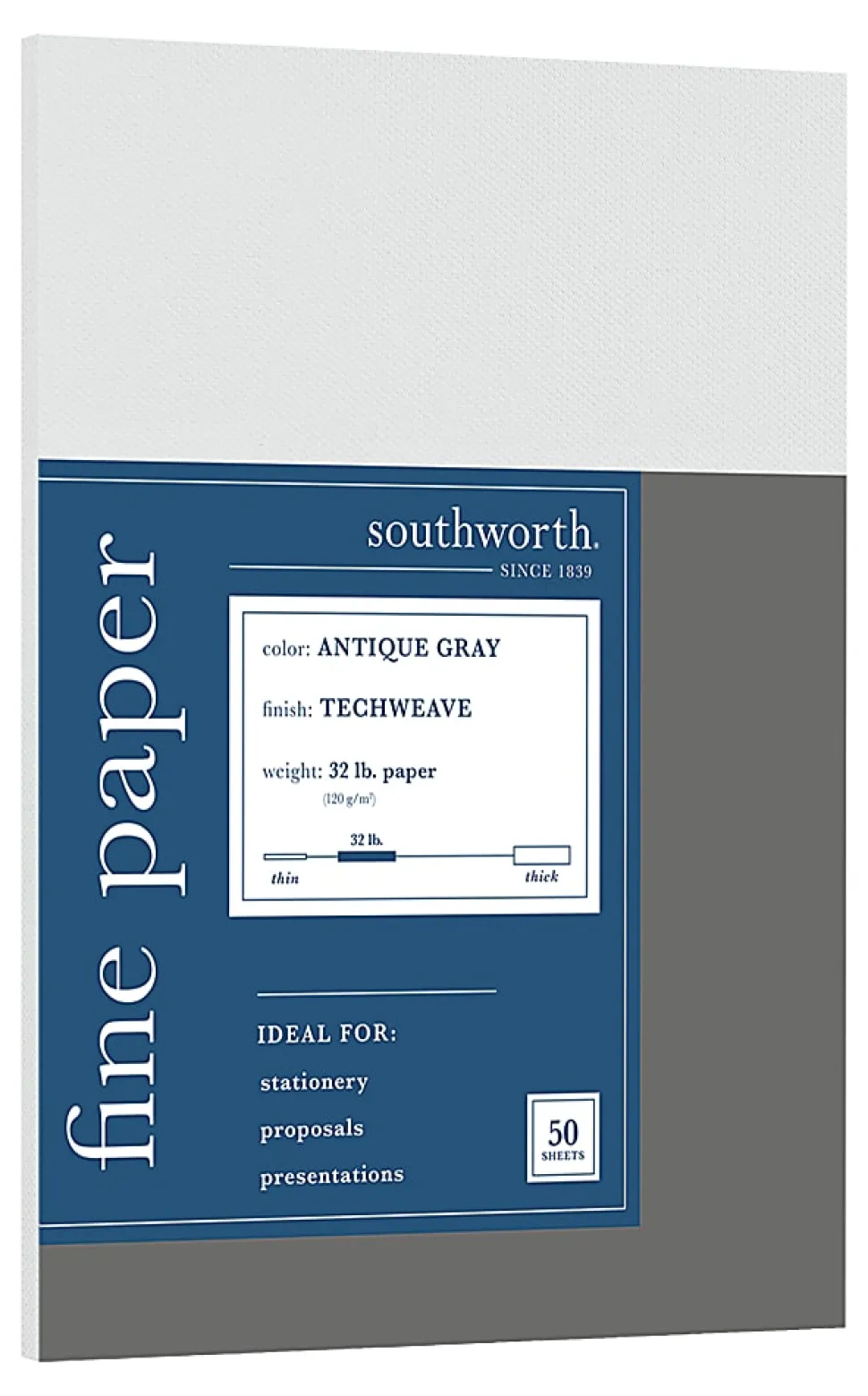 Southworth® Techweave Business Multi-Use Printer & Copy Paper, Antique Gray, Letter (8.5" x 11"), 50 Sheets Per Pack, 96 Brightness