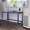 Space Solutions SOHO 18" Deep 4 Drawer Metal Mobile Organizer, 4 Box Drawers, Locking- Pearl White/Arctic Silver