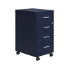 Space Solutions SOHO 18" Deep 4 Drawer Metal Mobile Organizer, 4 Box Drawers, Locking-Navy