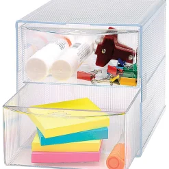 Sparco® 2-Drawer Storage Organizer, 6"H x 6"W x 6"D, Clear