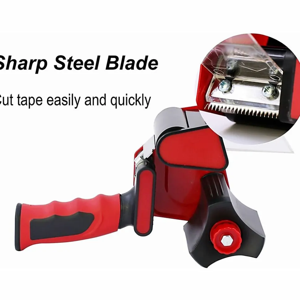 Sparco Handheld Tape Dispenser - 3" Core - Refillable - Ergonomic Design, Adjustable Tension Mechanism, Durable - Red, Black - 1 Each