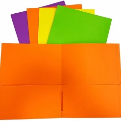 Sparco Leatherette 2-Pocket Letter Portfolio Folders, 8-1/2" x 11", Assorted Colors, Box Of 25 Folders