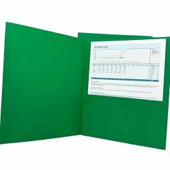 Sparco Leatherette Portfolio, 8-1/2" x 11", 2 Pocket, Green, Box of 25