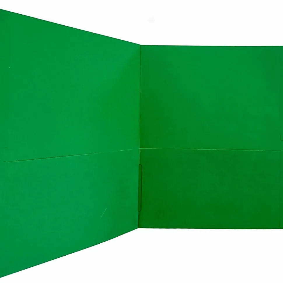 Sparco Leatherette Portfolio, 8-1/2" x 11", 2 Pocket, Green, Box of 25