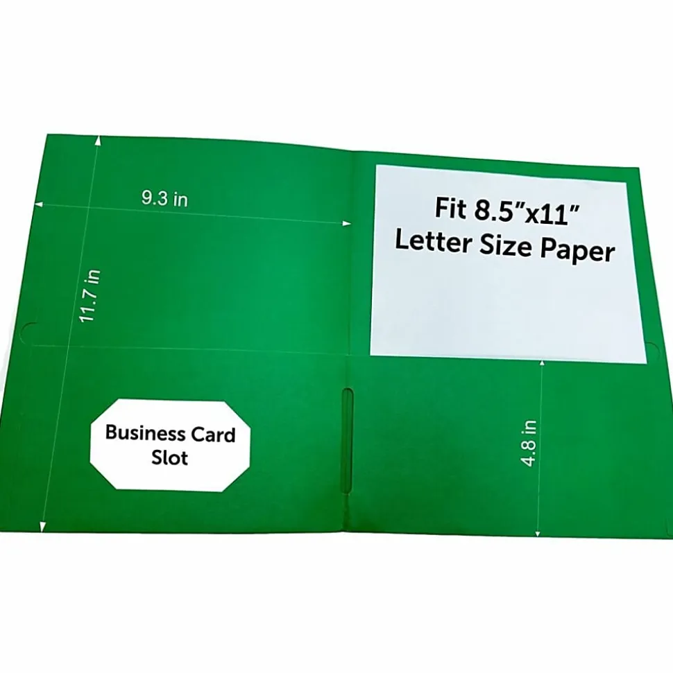 Sparco Leatherette Portfolio, 8-1/2" x 11", 2 Pocket, Green, Box of 25