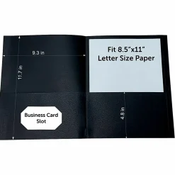 Sparco Leatherette Portfolio, 8-1/2" x 11", 2 Pocket, Black, Box of 25