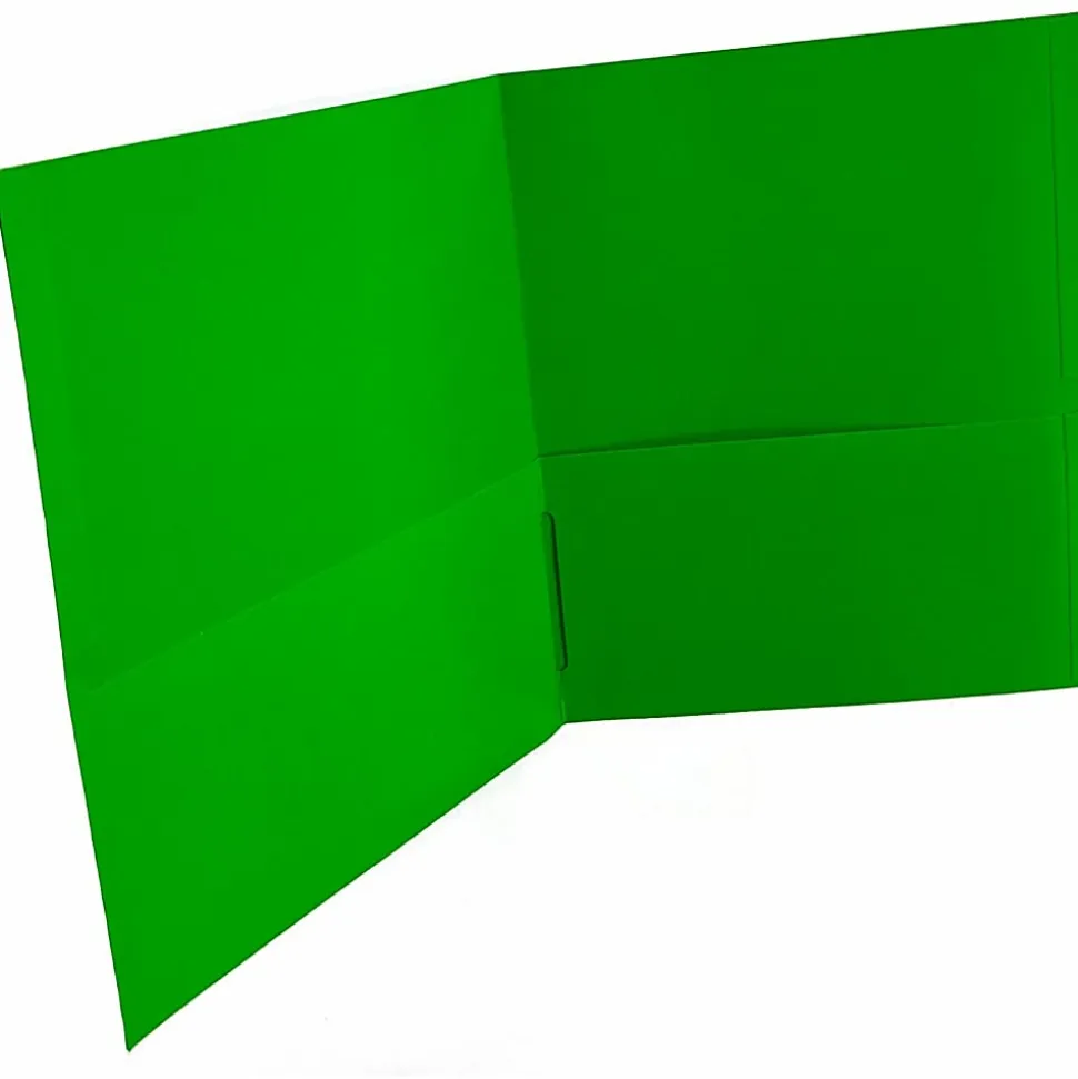 Sparco Letter Pocket Folder - 8 1/2" x 11" - 2 Internal Pocket - Apple Green - 1 Box