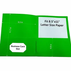Sparco Letter Pocket Folder - 8 1/2" x 11" - 2 Internal Pocket - Apple Green - 1 Box