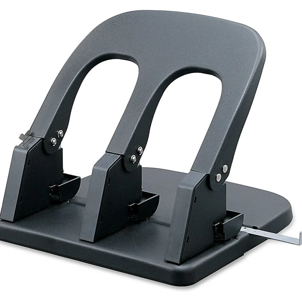 Sparco Manual Adjustable 3-Hole Punch, 100-Sheet Capacity, 10 1/4"H x 10 3/8"W x 6 1/4"D, Black