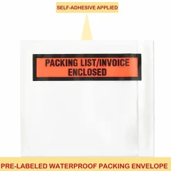 Sparco Pre-Labeled Waterproof Packing Envelopes - Packing List - 4 1/2