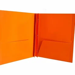 Sparco 3-Prong Leatherette Portfolios, 2 Pockets, Letter Size, Orange, Box Of 25 Portfolios