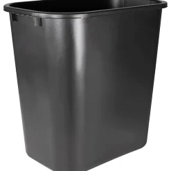 Sparco Rectangular Wastebasket, 7 gal Capacity, Rectangular, 15"H x 14.5"W x 10.5"D, Polyethylene, Black, 24 / Carton