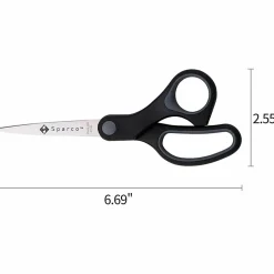 Sparco Rubber Handle Scissors, 7", Pointed, Black/Gray