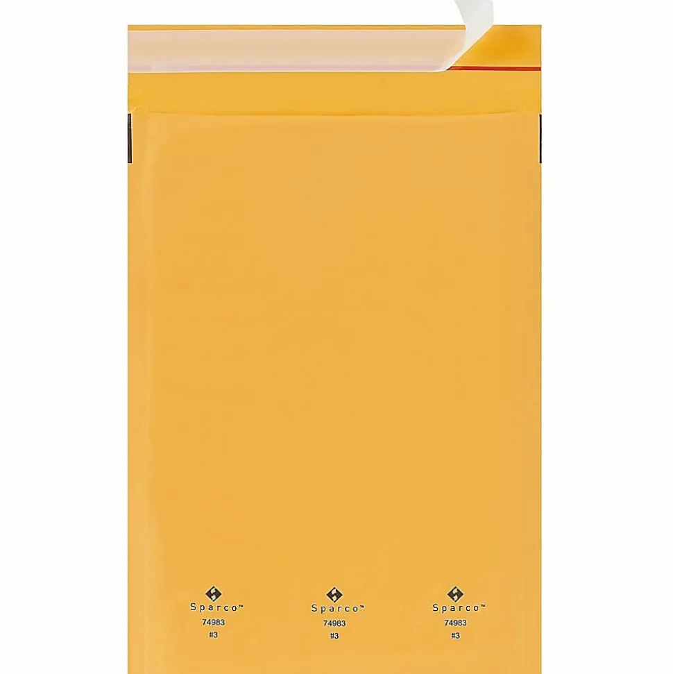 Sparco Size 3 Bubble Cushioned Mailers - Bubble - #3 - 8 1/2" Width x 14 1/2" Length - Self-sealing - Kraft - Kraft - 100 / Carton