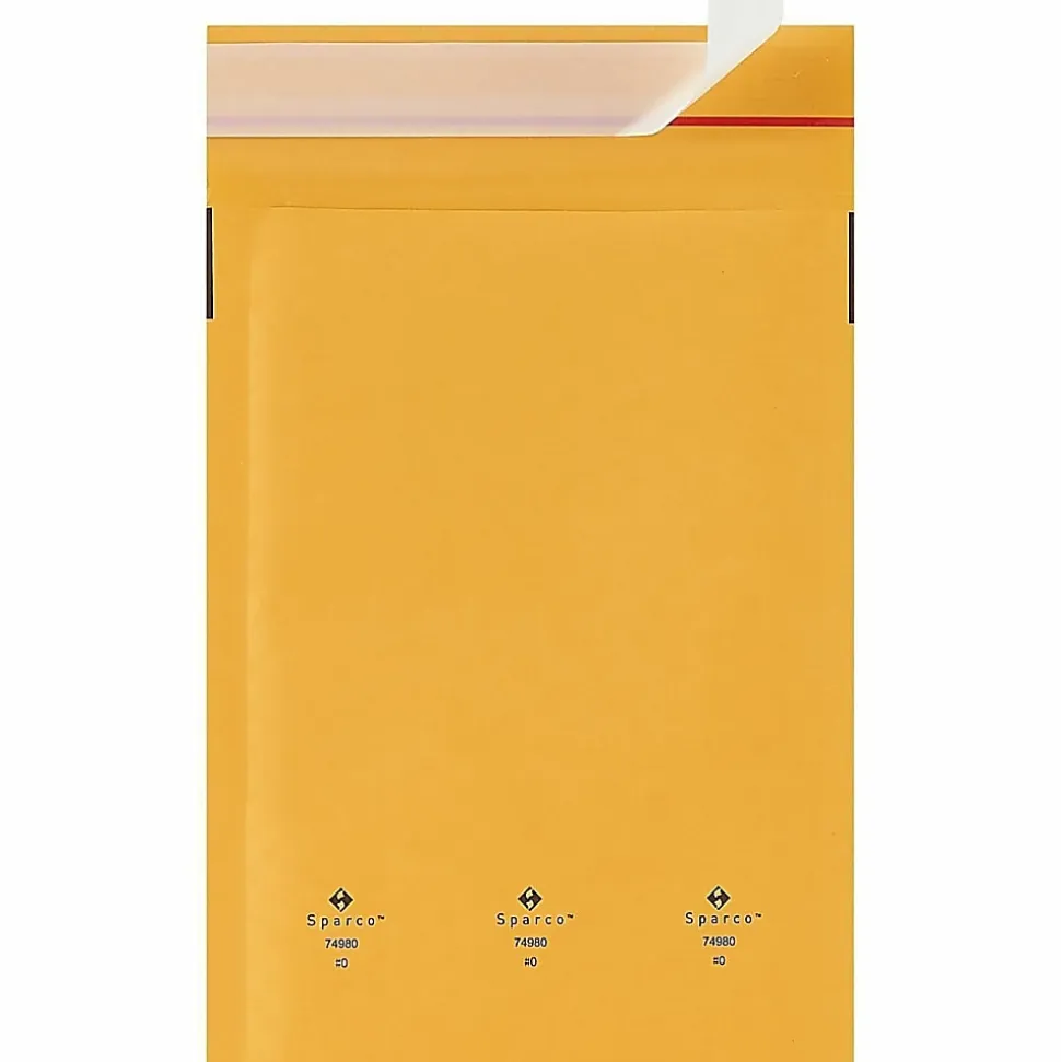 Sparco Size 0 Bubble Cushioned Mailers - Bubble - #0 - 6" Width x 10" Length - Self-sealing - Kraft - Kraft - 200 / Carton