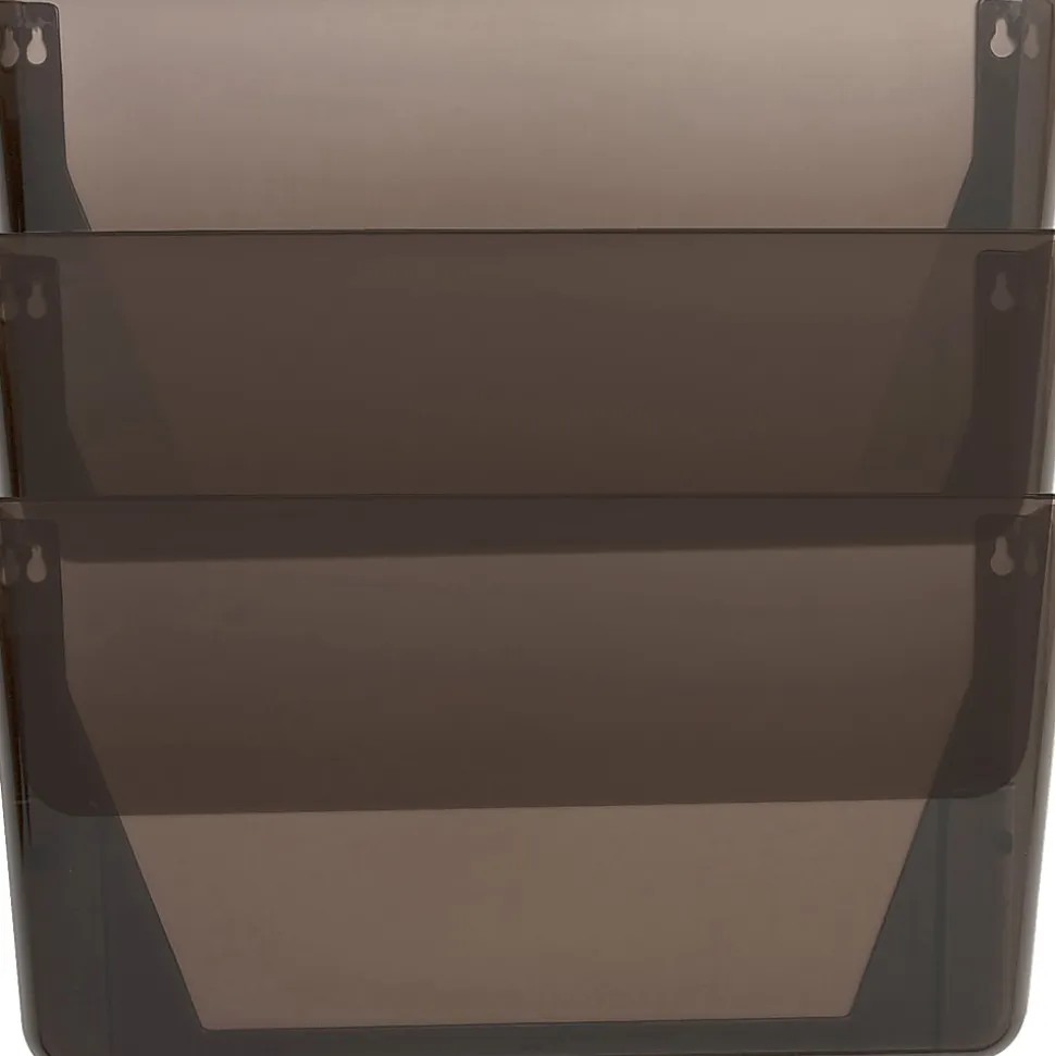 Sparco Stak-A-File Vertical Filing Systems, 14.5"H x 13.1"W x 4.3"D, Wall Mountable, Smoke, 3 / Pack