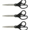 Sparco Straight Scissors w/Rubber Grip Handle - 8" Overall Length - Straight - Stainless Steel - Black, Gray - 3 / Bundle