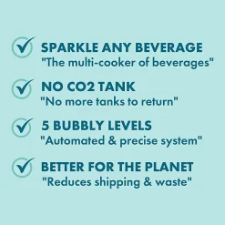 Sparkel Beverage System Home Carbonation Appliance, 16-1/2”H x 13-5/8”W x 7-7/16”D, Black