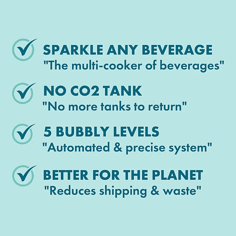 Sparkel Beverage System Home Carbonation Appliance, 16-1/2”H x 13-5/8”W x 7-7/16”D, Black