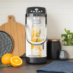 Sparkel Beverage System Home Carbonation Appliance, 16-1/2”H x 13-5/8”W x 7-7/16”D, Black