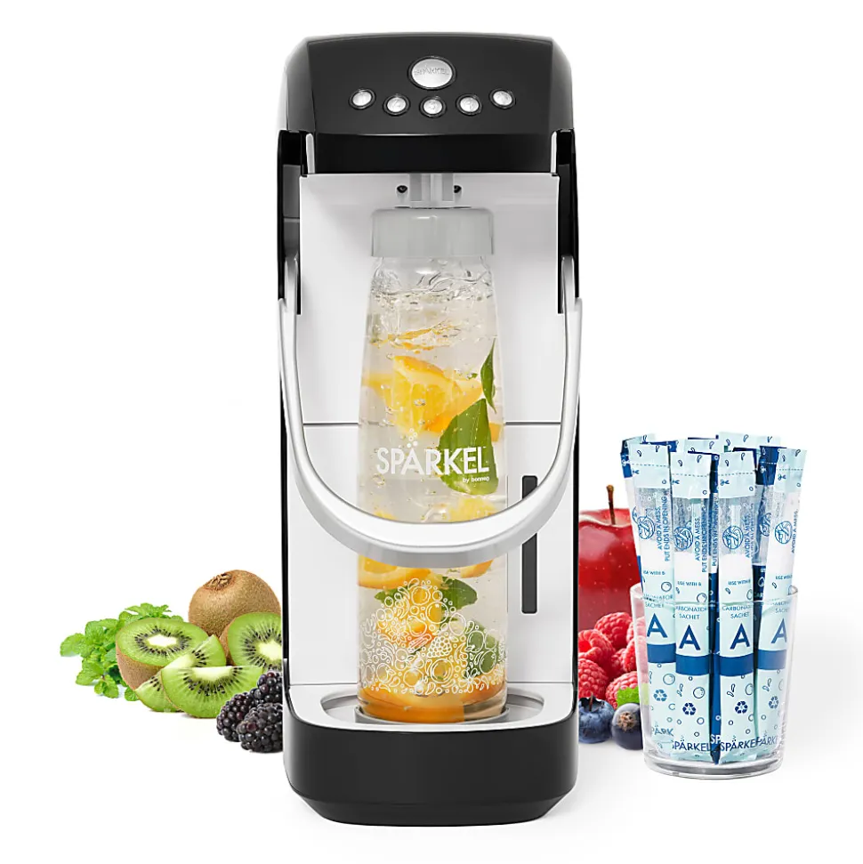 Sparkel Beverage System Home Carbonation Appliance, 16-1/2”H x 13-5/8”W x 7-7/16”D, Black