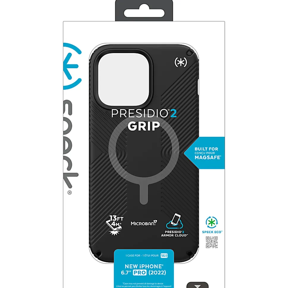 Speck Presidio® 2 Grip MagSafe® Case For iPhone® 14 Pro Max, Black, 150088-D143